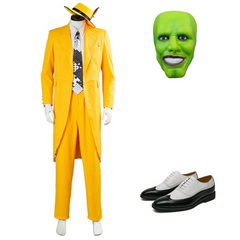 The Mask Jim Carrey Yellow Suit Men Uniform Outfit Cosplay Costume Halloween Carnival Costume