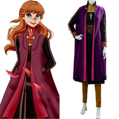 Movie Frozen Anna Purple Set Outfits Cosplay Costume Halloween Carnival Suit