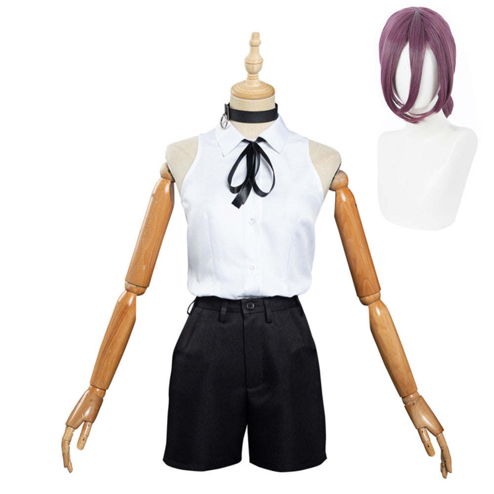 Reze White Shirt Outfits Set Cosplay Costume Halloween Carnival Suit