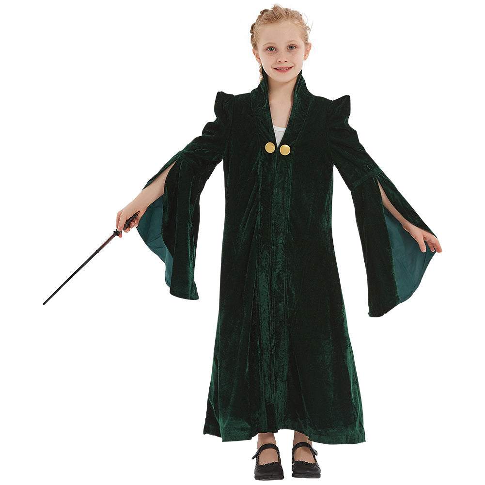 Kids Children Movie Harry Potter Minerva McGonagall Robe Coat Cosplay Costume Halloween Carnival Suit