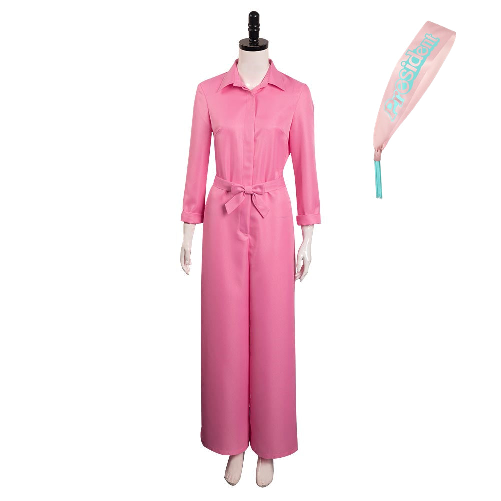 Movie Barbie 2023 Margot Robbie Barbie Outfits Pink Jumpsuit Cosplay Costume Halloween Carnival Suit