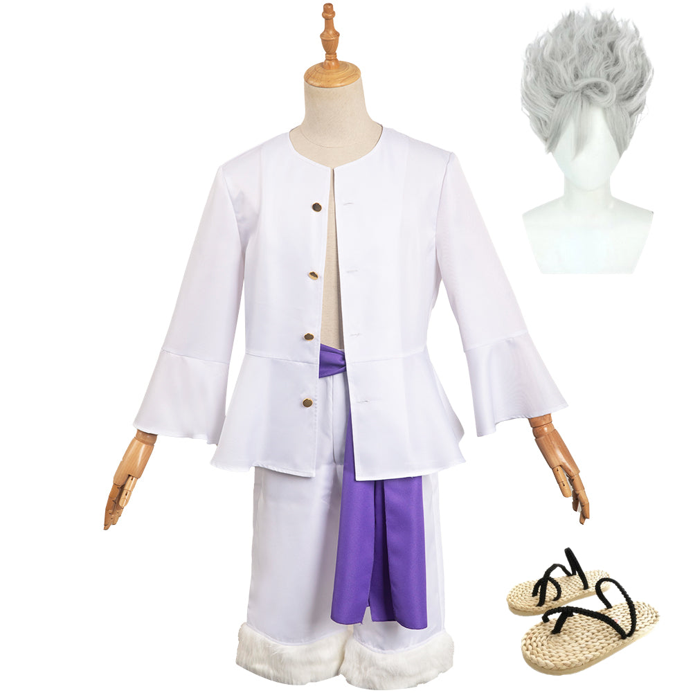 Anime One Piece Nika Sun God Luffy White Outfits Cosplay Costume Suit