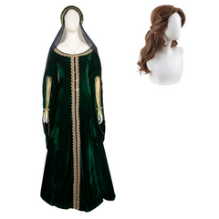 V House Of The Dragon Season 2 (2024) Alicent Hightower Green Velvet Dress Outfits Cosplay Costume Halloween Carnival Suit