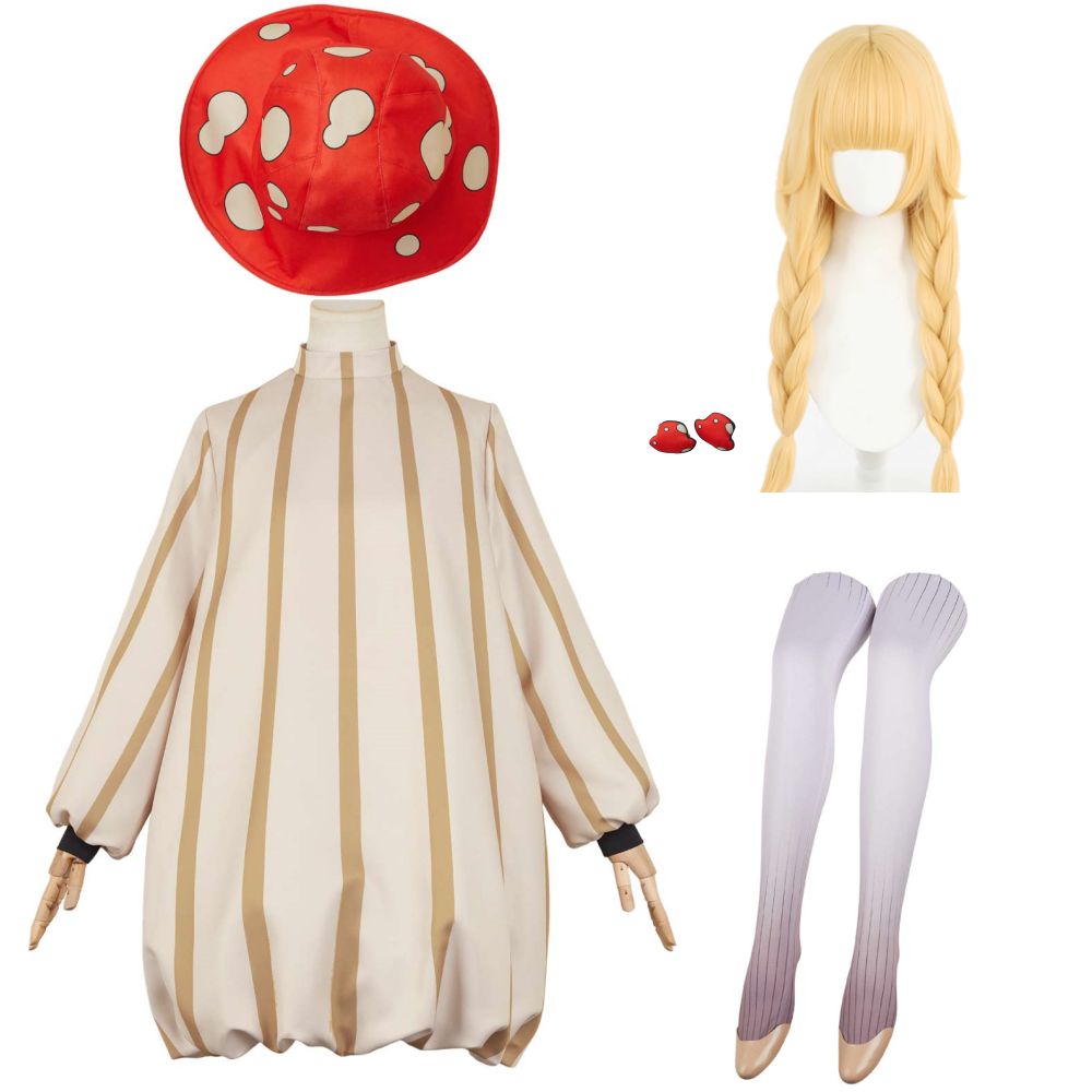 Delicious In Dungeon Marcille Walking Mushroom Outfits Cosplay Costume Halloween Carnival Suit