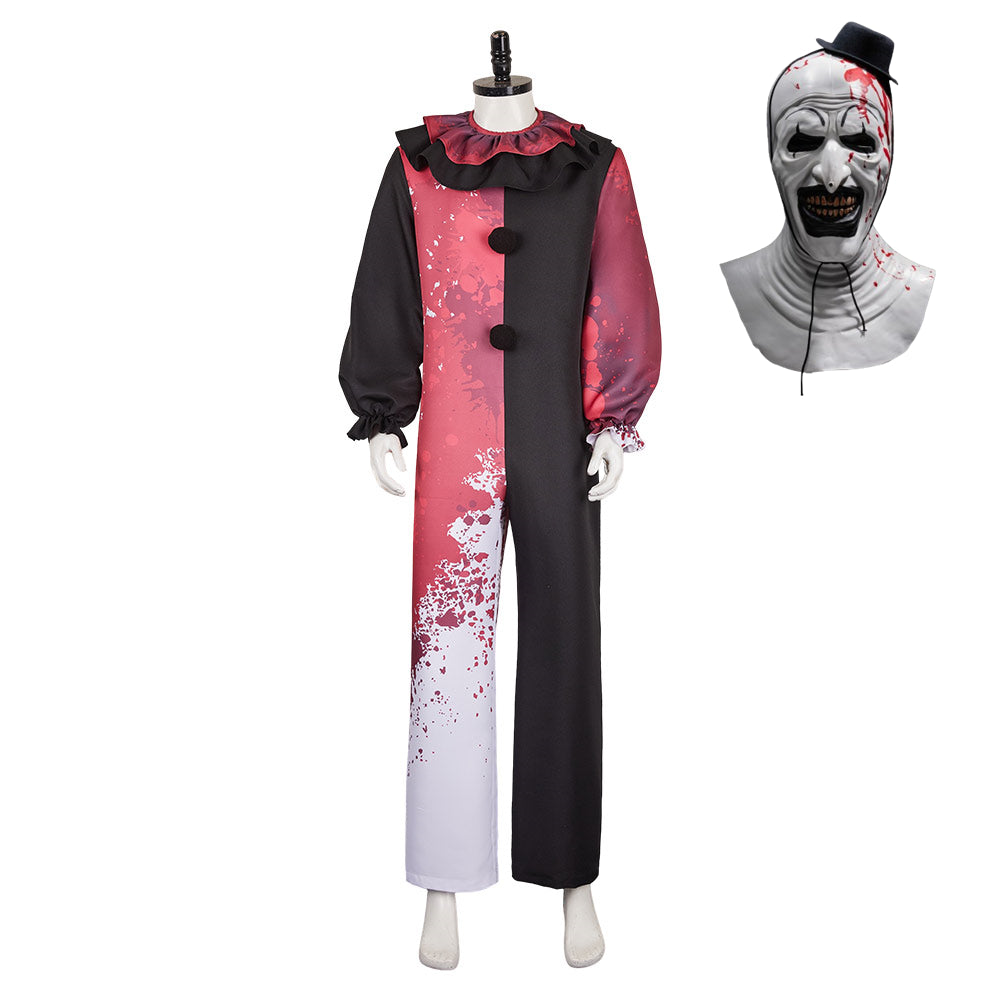 Terrifier 3 (2024) Art The Clown Bloodstain Jumpsuit Outfits Horror Halloween Cosplay Costume