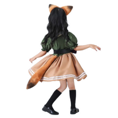 Kids Children Movie Fox Nike Gender Switching Green Dress Set Outfits Cosplay Costume Halloween Carnival Suit