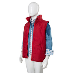 Back To The Future Marty McFly Red Waistcoat Cosplay Costume Halloween Carnival Suit