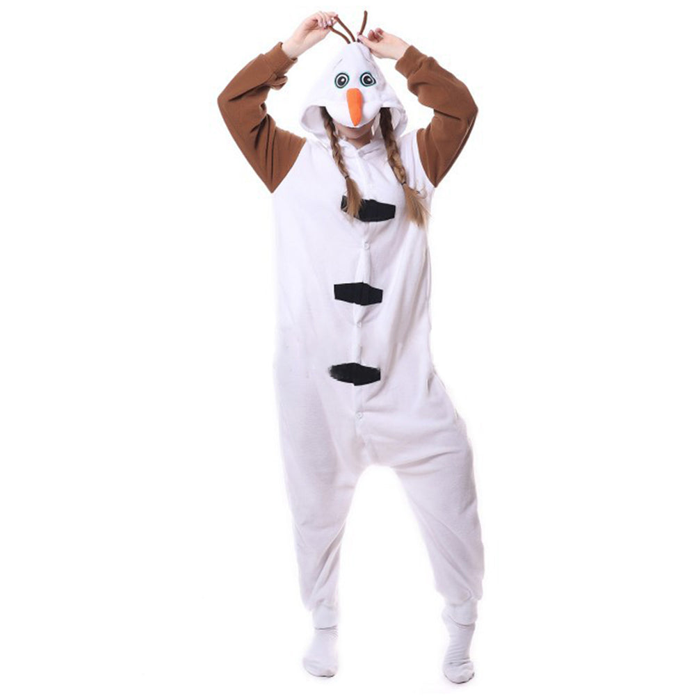 Movie Frozen Olaf White Sleepwear Jumpsuit Outfits Cosplay Costume Halloween Carnival Suit