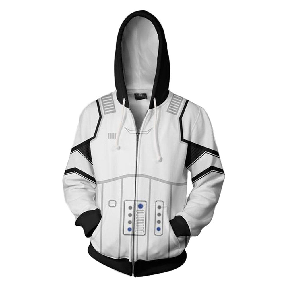 Movie Imperial Stormtroopers White Hoodie Coat Cosplay Costume Halloween Carnival Suit
