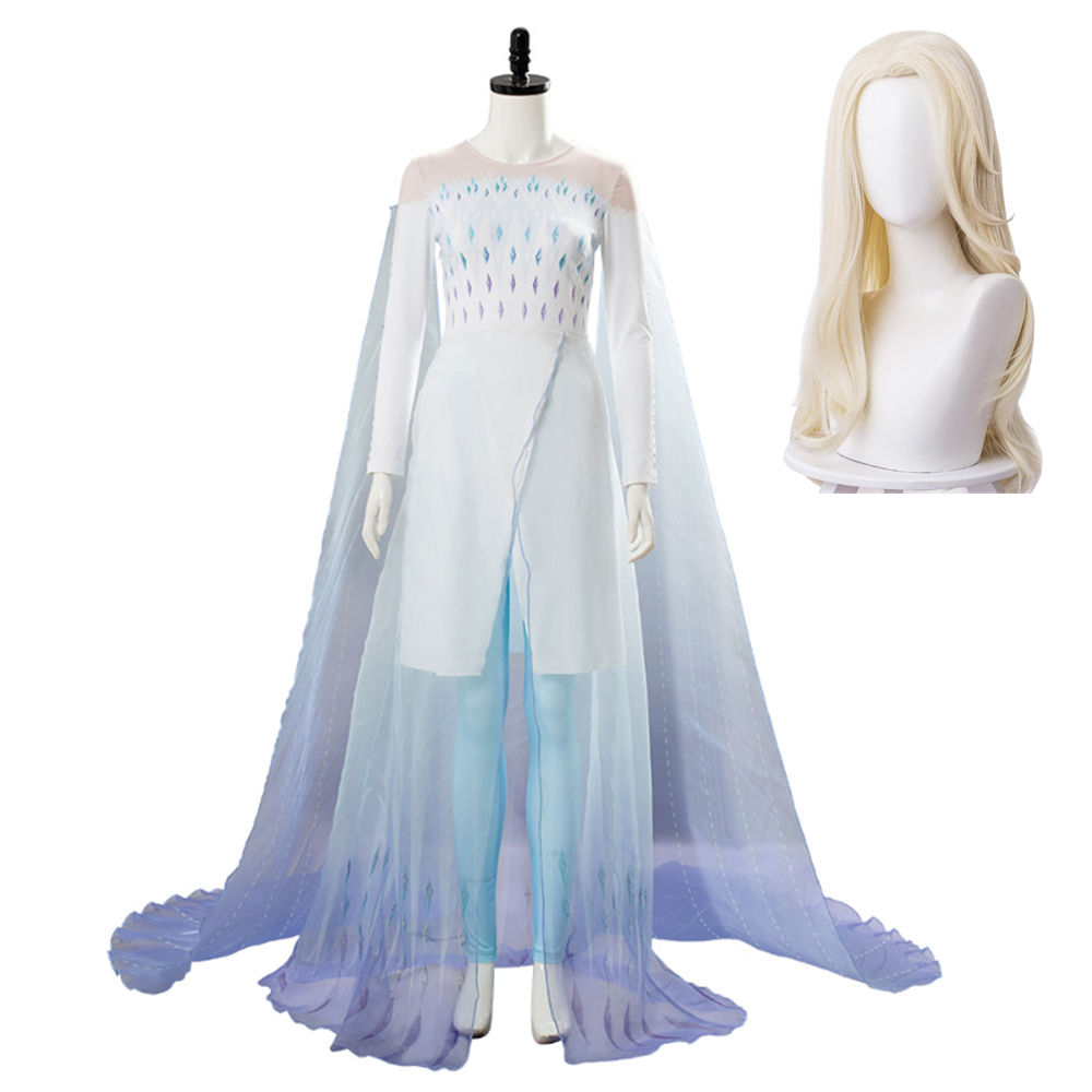 Movie Elsa Frozen 2 Ahtohallan Cave Snow Flake Dress Cosplay Costume Halloween Carnival Suit