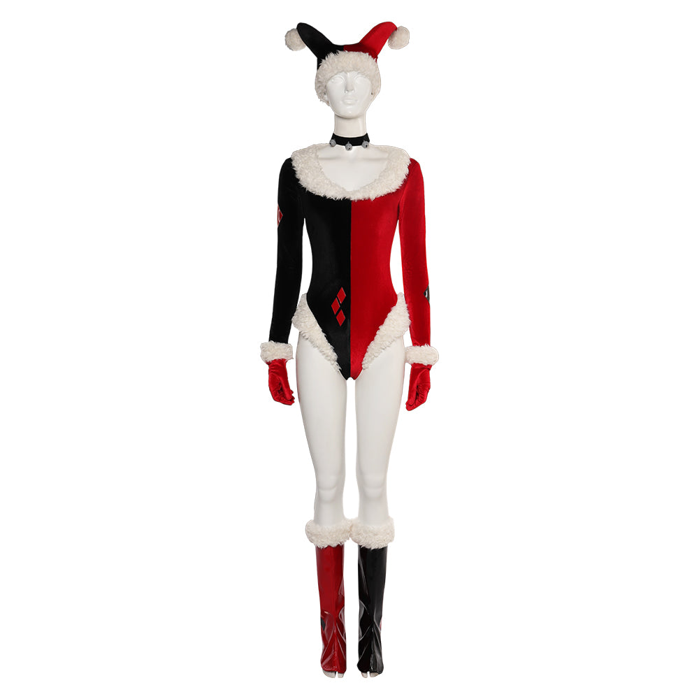 TV Harley Quinn Harley Quinn Balck And Red Outfits Cosplay Costume Halloween Carnival Suit