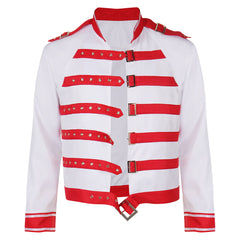 Queen Freddie Mercury Red And White Coat Outfits Cosplay Costume Halloween Carnival Suit