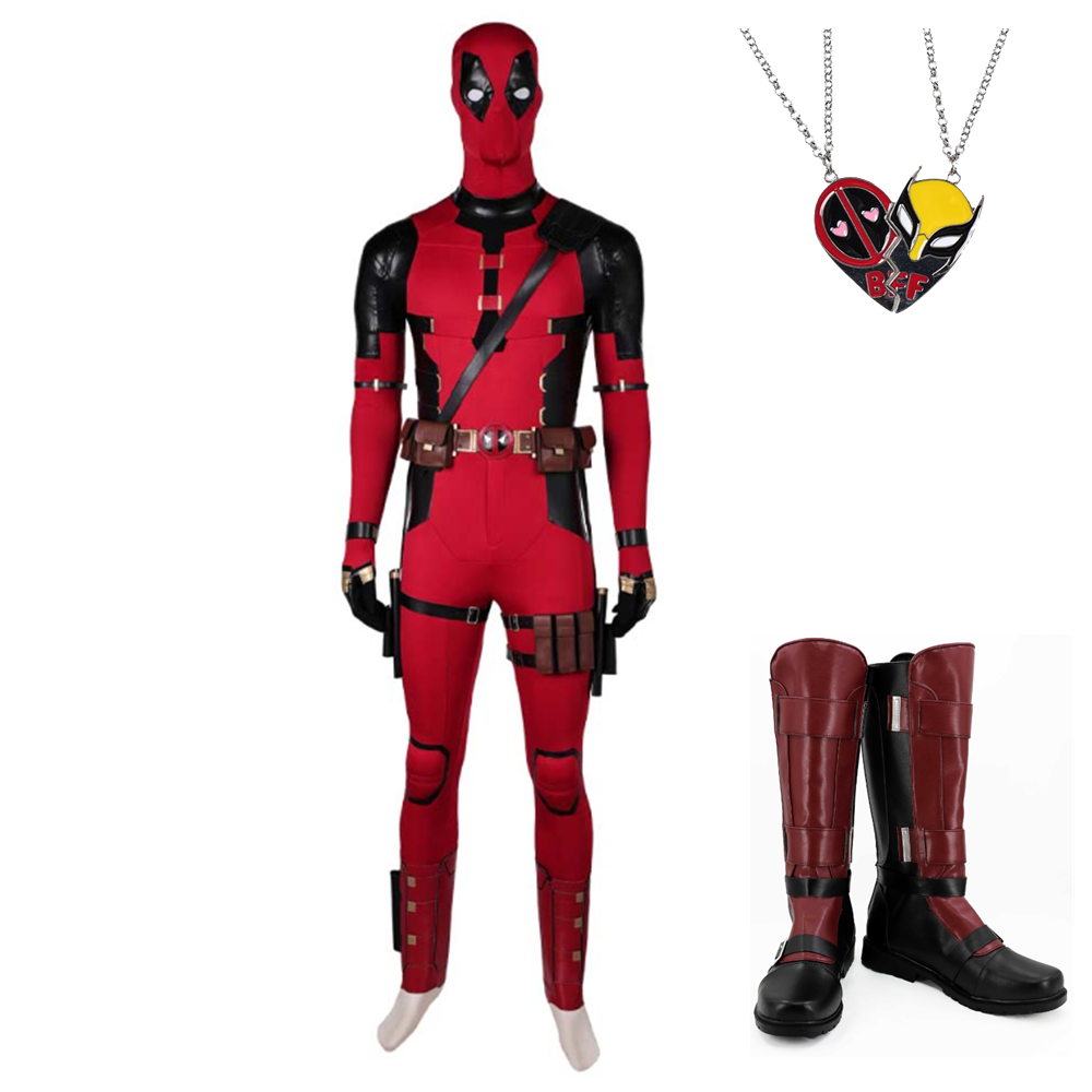 Movie Deadpool & Wolverine (2024) Wade Wilson Red Battle Jumpsuit Outfits Cosplay Costume Halloween Carnival Suit