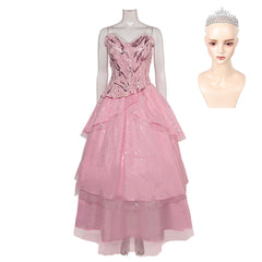 Wicked (2024) Glinda Pink Tulle Dress Outfits Cosplay Costume Halloween Carnival Suit