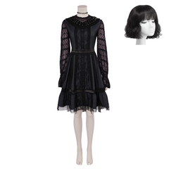 Beetlejuice 2 (2024) Lydia Deetz Musical Black Dress Outfits Cosplay Costume Halloween Carnival Suit