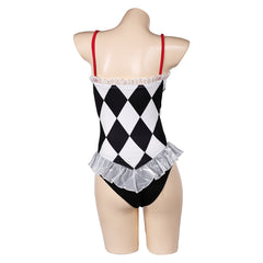 Joker 2 Joker: Folie à Deux (2024) Harley Quinn Black White Check Swimsuit Outfits Cosplay Costume Halloween Carnival Suit