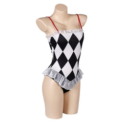 Joker 2 Joker: Folie à Deux (2024) Harley Quinn Black White Check Swimsuit Outfits Cosplay Costume Halloween Carnival Suit