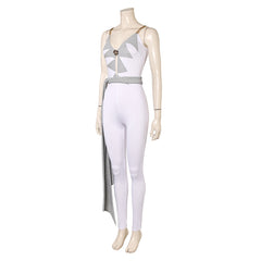 ABBA Agnetha Faltskong Retro White Glitter Jumpsuit Sash Stage Outfits Cosplay Costume