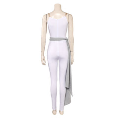 ABBA Agnetha Faltskong Retro White Glitter Jumpsuit Sash Stage Outfits Cosplay Costume
