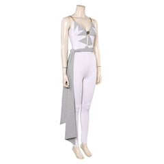 ABBA Agnetha Faltskong Retro White Glitter Jumpsuit Sash Stage Outfits Cosplay Costume