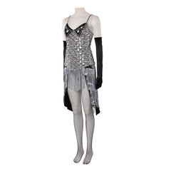 Moulin Rouge Musical Satine Black White Sequins Tassel Dress Set Outfits Cosplay Costume