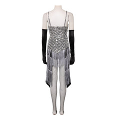 Moulin Rouge Musical Satine Black White Sequins Tassel Dress Set Outfits Cosplay Costume