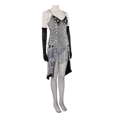 Moulin Rouge Musical Satine Black White Sequins Tassel Dress Set Outfits Cosplay Costume