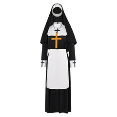 Halloween Nun Black Dress Set Outfits Cosplay Costume Halloween Carnival Suit