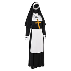 Halloween Nun Black Dress Set Outfits Cosplay Costume Halloween Carnival Suit