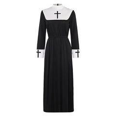 Halloween Nun Black Dress Set Outfits Cosplay Costume Halloween Carnival Suit