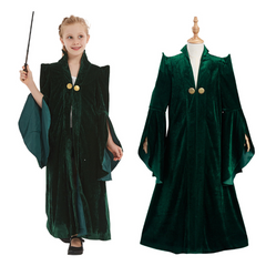 Kids Children Harry Potter Minerva McGonagall Robe Coat Cosplay Costume Halloween Carnival Suit
