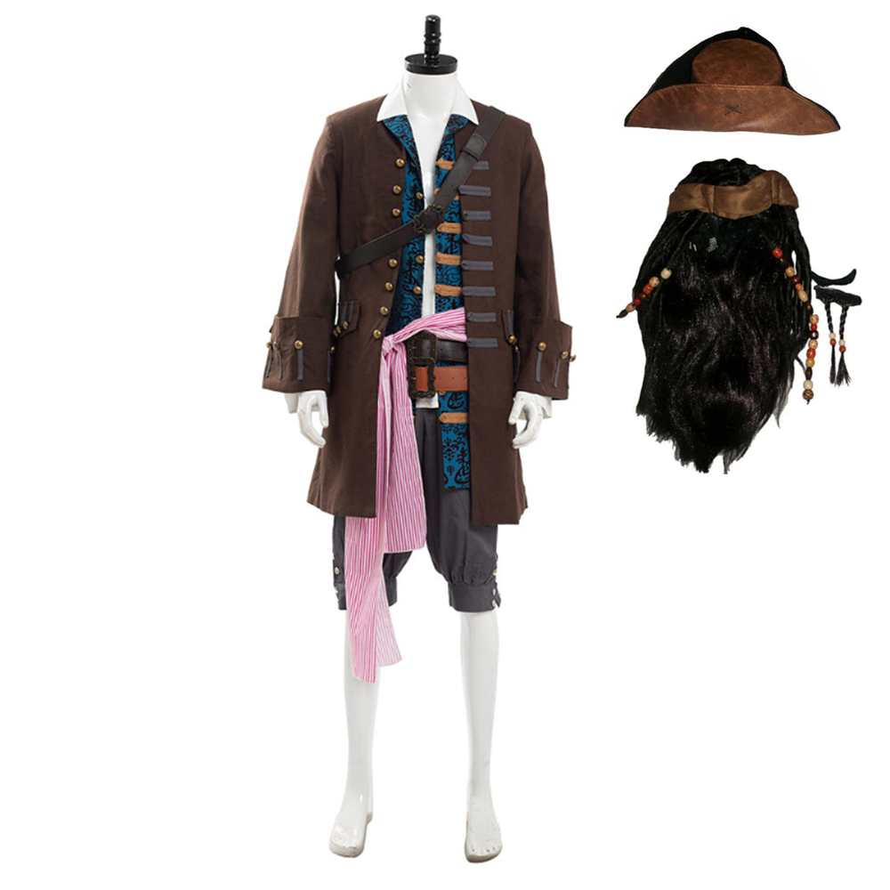 Movie Pirates of the Caribbean 5: Jack Sparrow Costume Set Halloween Carnival Suit