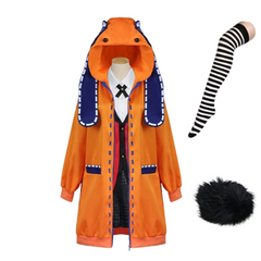 TV Kakegurui Yomozuki Runa Orange Coat Set Outfits Cosplay Costume Halloween Carnival Suit