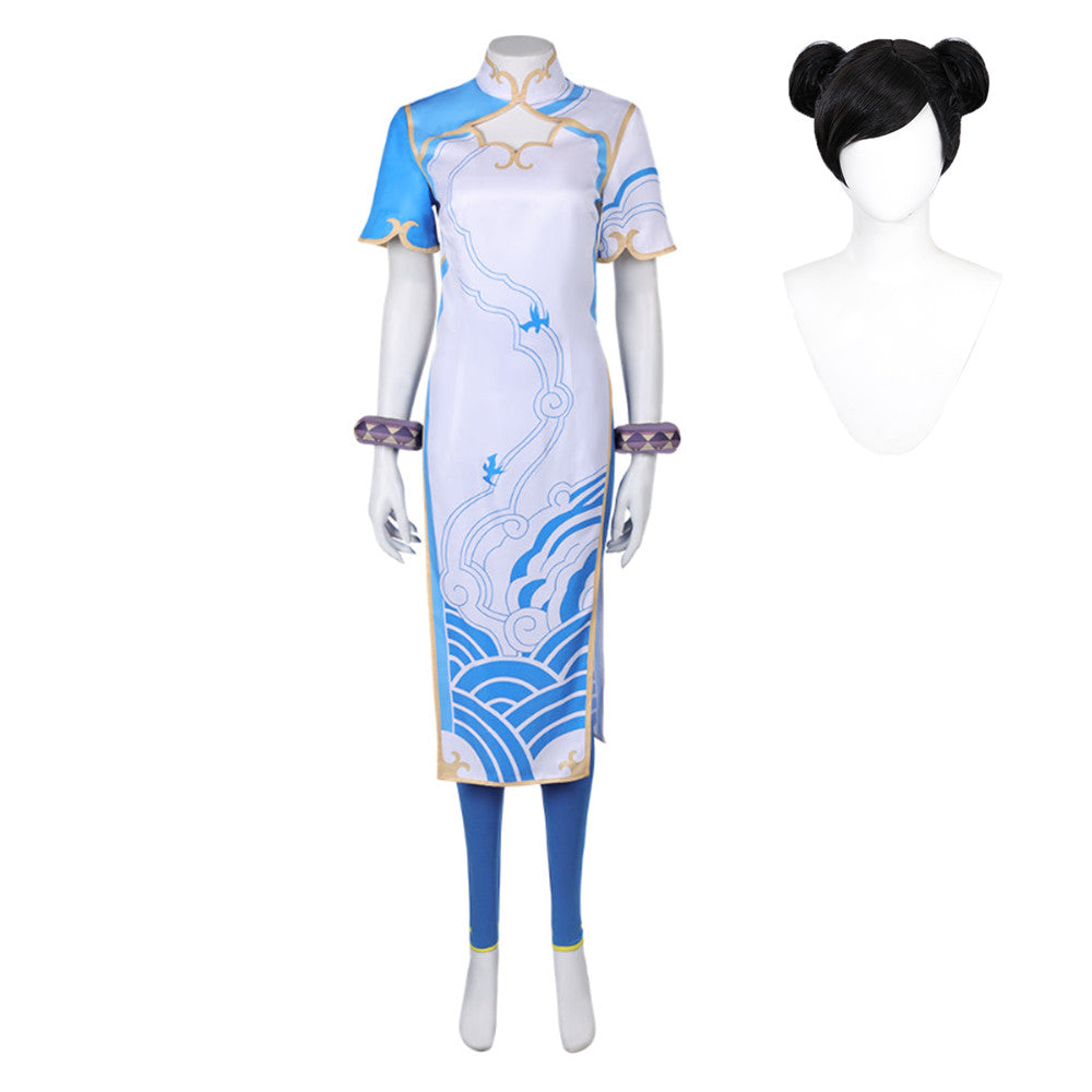 Game Street Fighter Chun Li White Cheongsam Outfits Cosplay Costume Halloween Carnival Suit