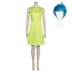 Movie Inside Out 2 (2024) Joy Daily Wear Green Dress Outfits Cosplay Costume Halloween Carnival Suit