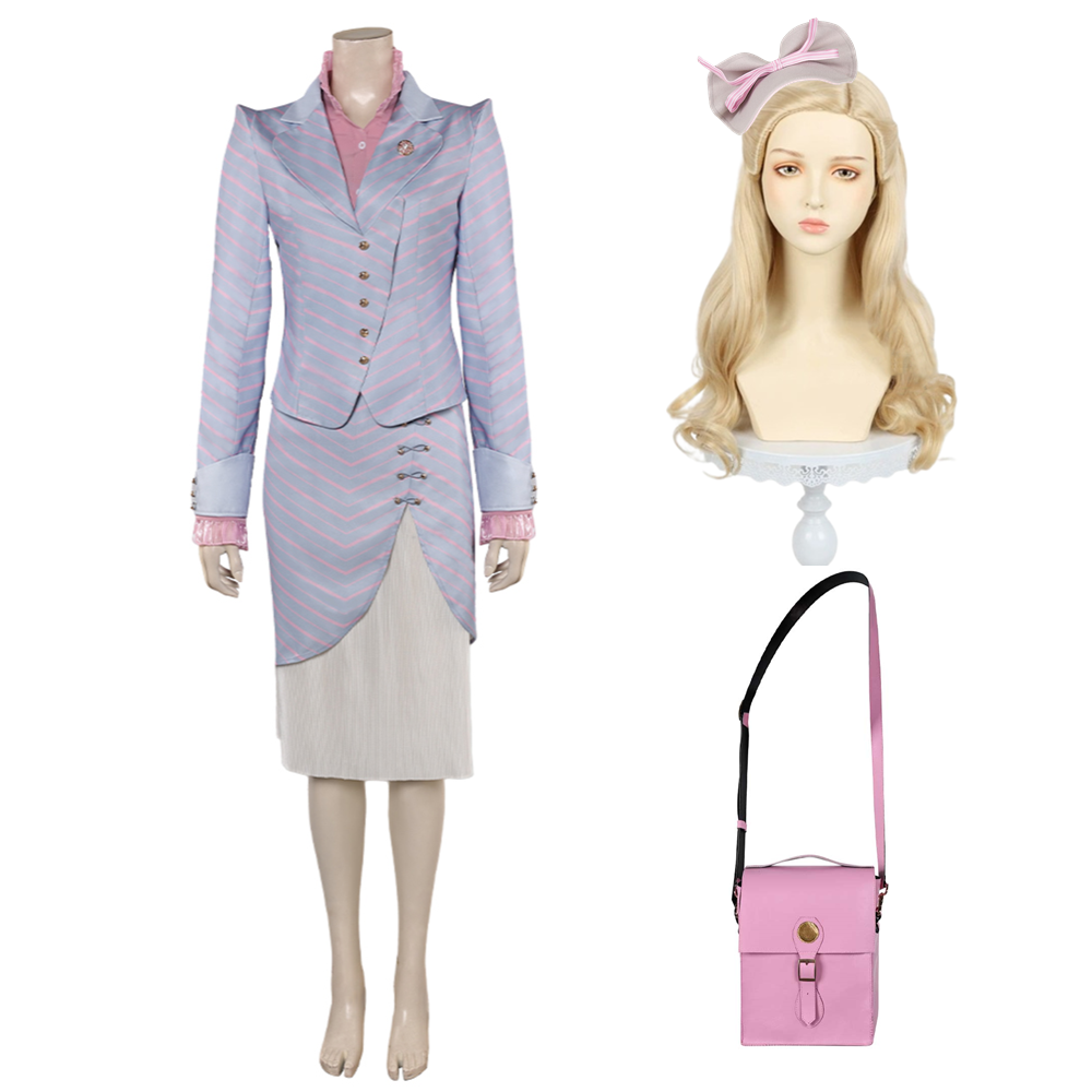 Wicked (2024) Glinda Purple Striped Outfits Cosplay Costume Halloween Carnival Suit