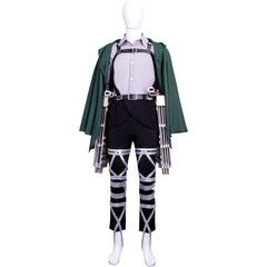 Anime Levi·Ackerman Green Coat Set Outfits Cosplay Costume Suit
