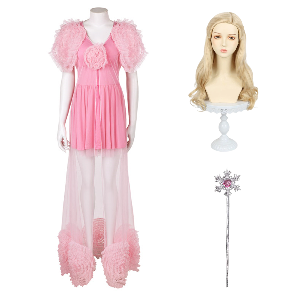 Wicked (2024) Glinda Pink Dress Sleepwear Outfits Cosplay Costume Halloween Carnival Suit