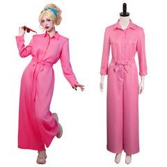 Movie Barbie 2023 Margot Robbie Barbie Outfits Pink Jumpsuit Cosplay Costume Halloween Carnival Suit