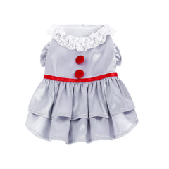 IT Pennywise Gray Dress Outfits Pet Dogs Halloween Cosplay Costume