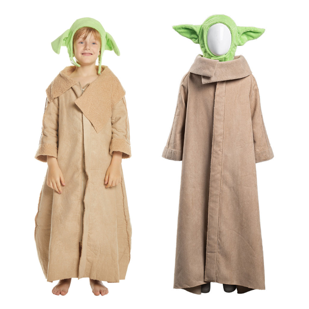 Kids Children TV The Mando Baby Yoda Robe Hat Outfit Cosplay Costume Halloween Carnival Suit