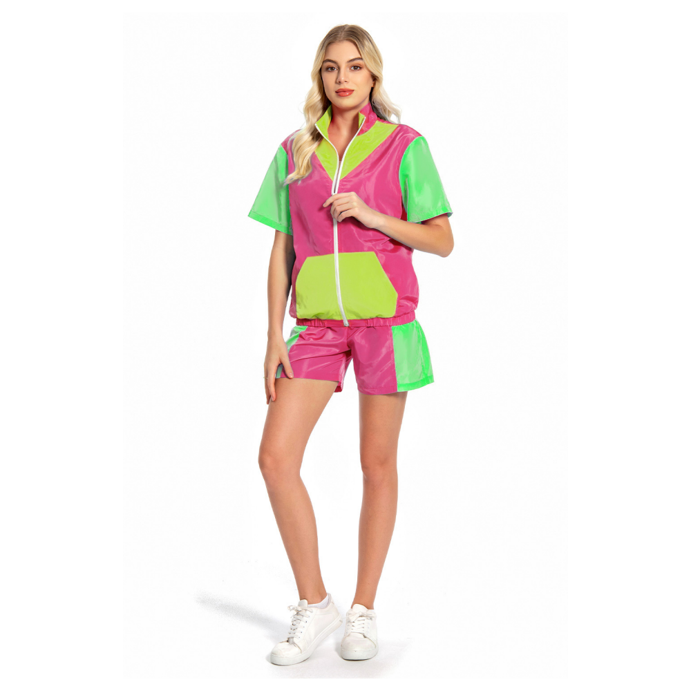 70/80s Pink Retro Sportsuit Set Outfits Cosplay Costume Halloween Carnival Suit