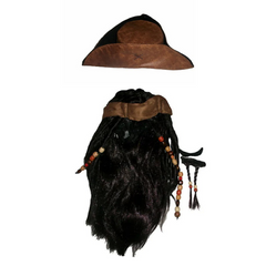 Movie Pirates of the Caribbean 5: Jack Sparrow Hat Brown Wig Beard Set Cosplay Accessories Halloween Carnival Props