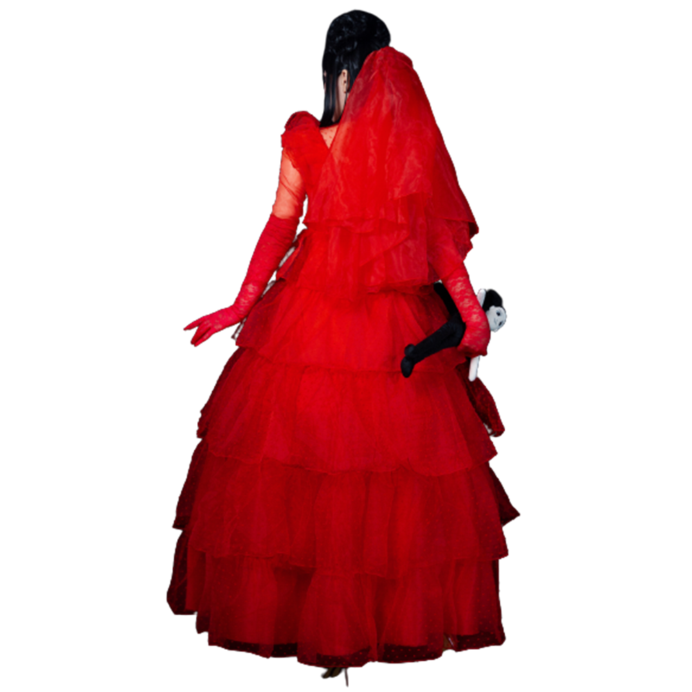 Beetlejuice Lydia Cosplay Costume Red Wedding Dress Outfits Halloween Coshduk