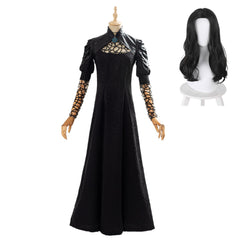 The Witcher Yennefer Black Long Dress Outfit Cosplay Costume Halloween Carnival Suit