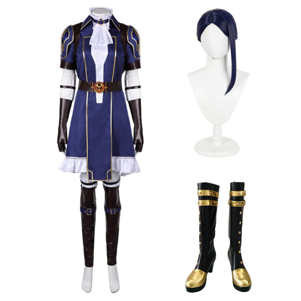 Arcane: League Of Legends 2 (2024) Caitlyn Short Sleeves Blue Dress Outfits Cosplay Costume