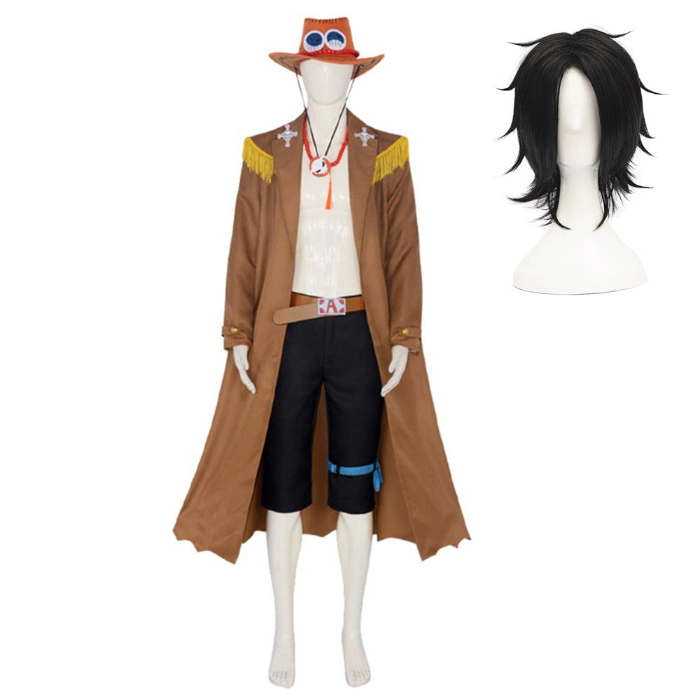 One Piece Ace Coat Outfits Cosplay Costume Halloween Carnival Suit