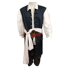 Movie Pirates Of The Caribbean Jack Sparrow Cosplay Costume Set Halloween Carnival Party Suit
