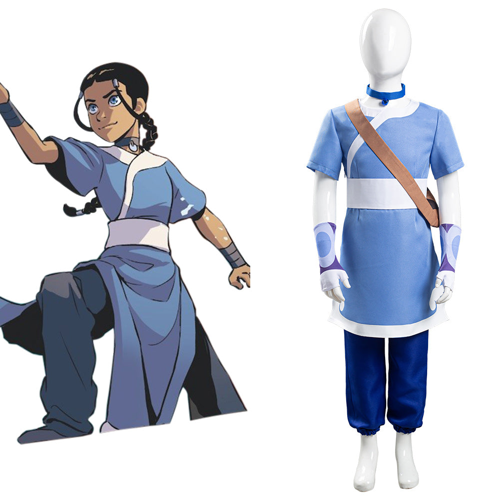 Kids Children Avatar: The Last Airbender Katara Blue Cosplay Costume Halloween Carnival Suit