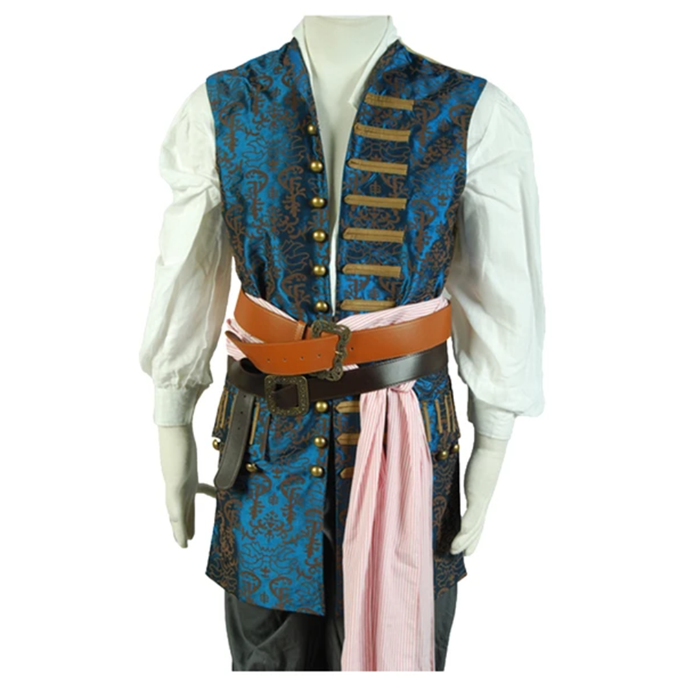 Movie Pirates Of The Caribbean 4 Jack Sparrow Vest Costume Halloween Carnival Suit